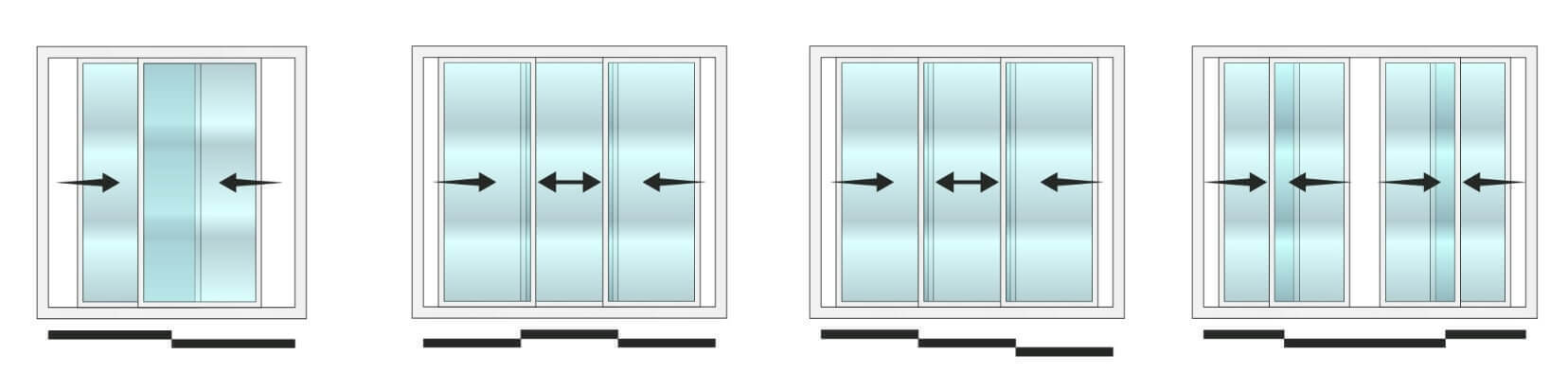 Baie vitrée coulissante PVC - rails et vantaux - Slinova X