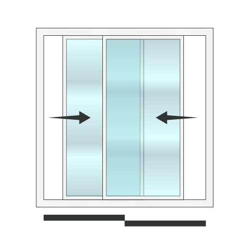 Baie vitrée PVC 2 rails 2 vantaux